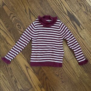 Cyrillus Burgundy and White Striped Wool Blend Top size 3